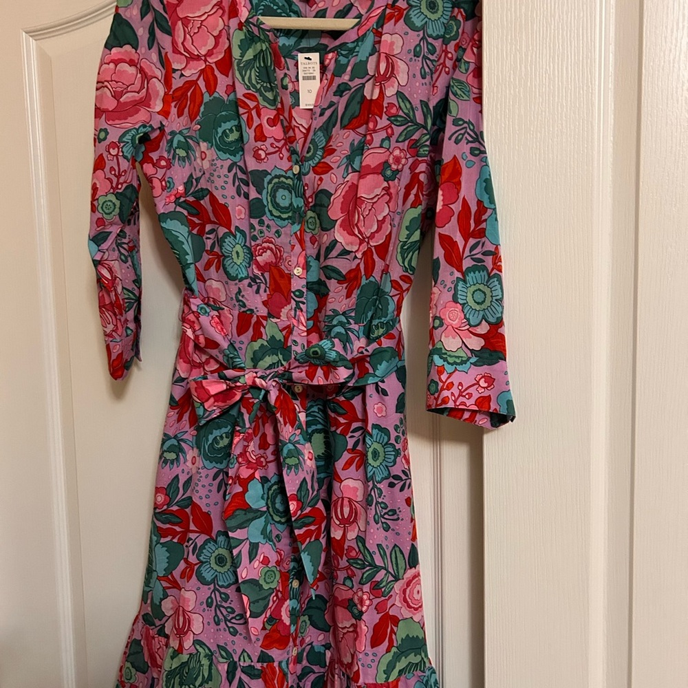 Talbots Pink and Green Floral Dress